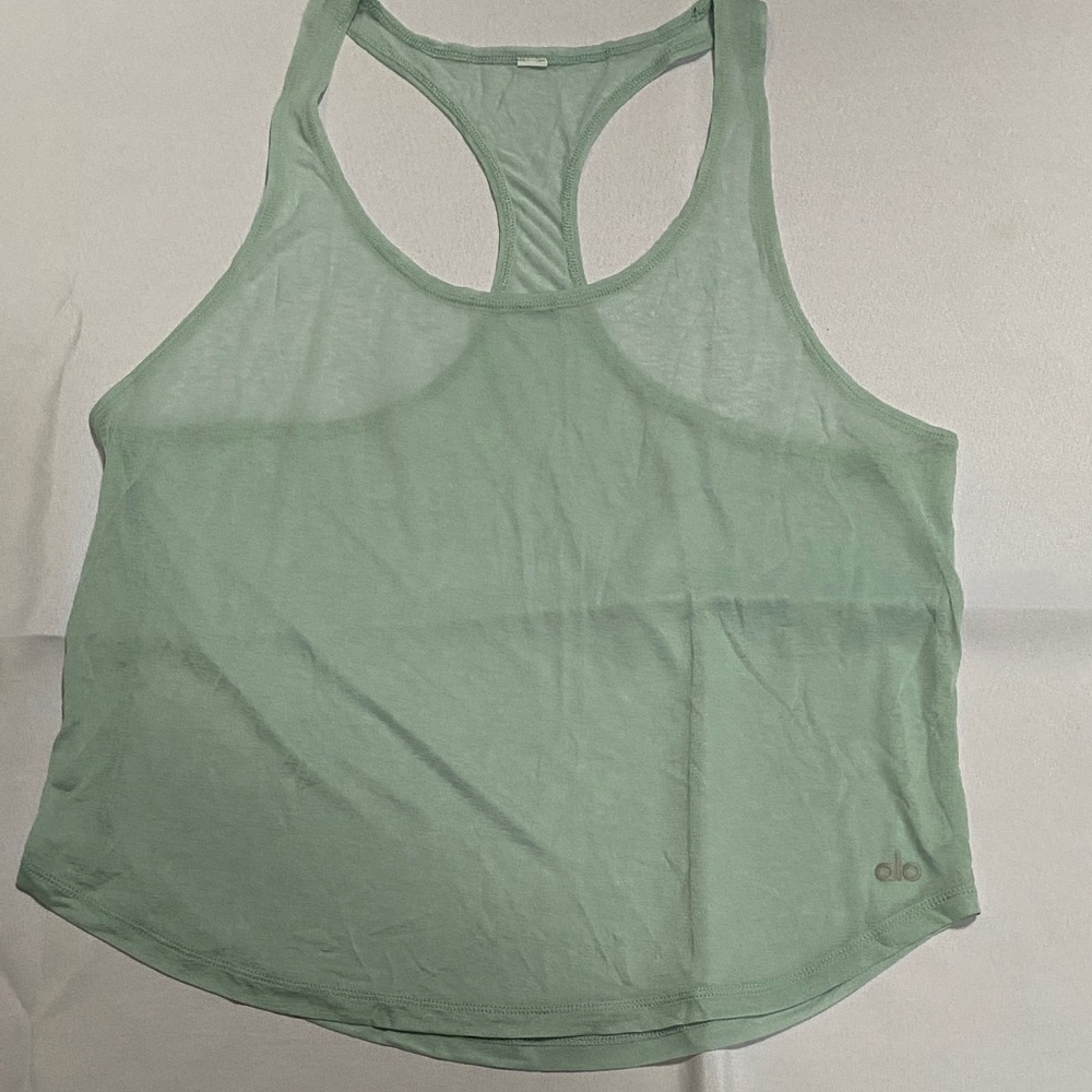 ALO Yoga Sheer Seafoam Racerback Tank Top XS
